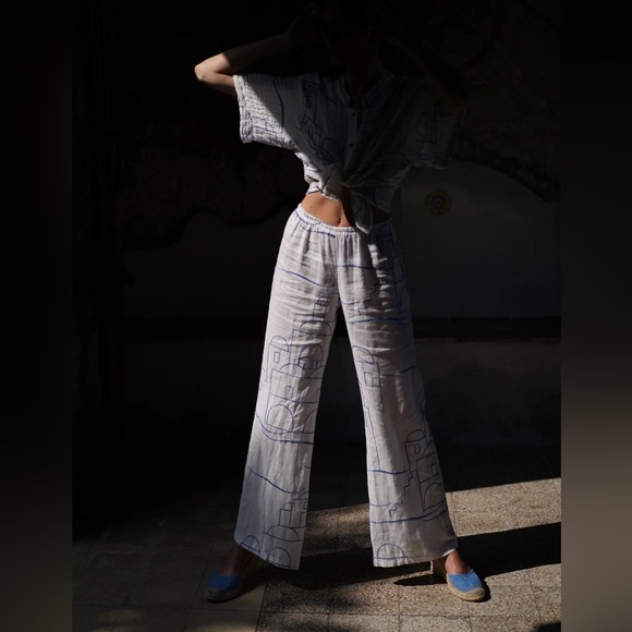 Trousers Posaposa Santorini Outline Embroidered Pants - Picture 1 of 16